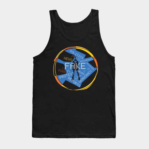 Protest Man With Fake News Tank Top by jazzworldquest